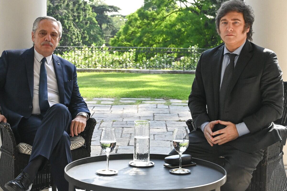 Alberto Fernández y Javier Milei en la quinta de Olivos.