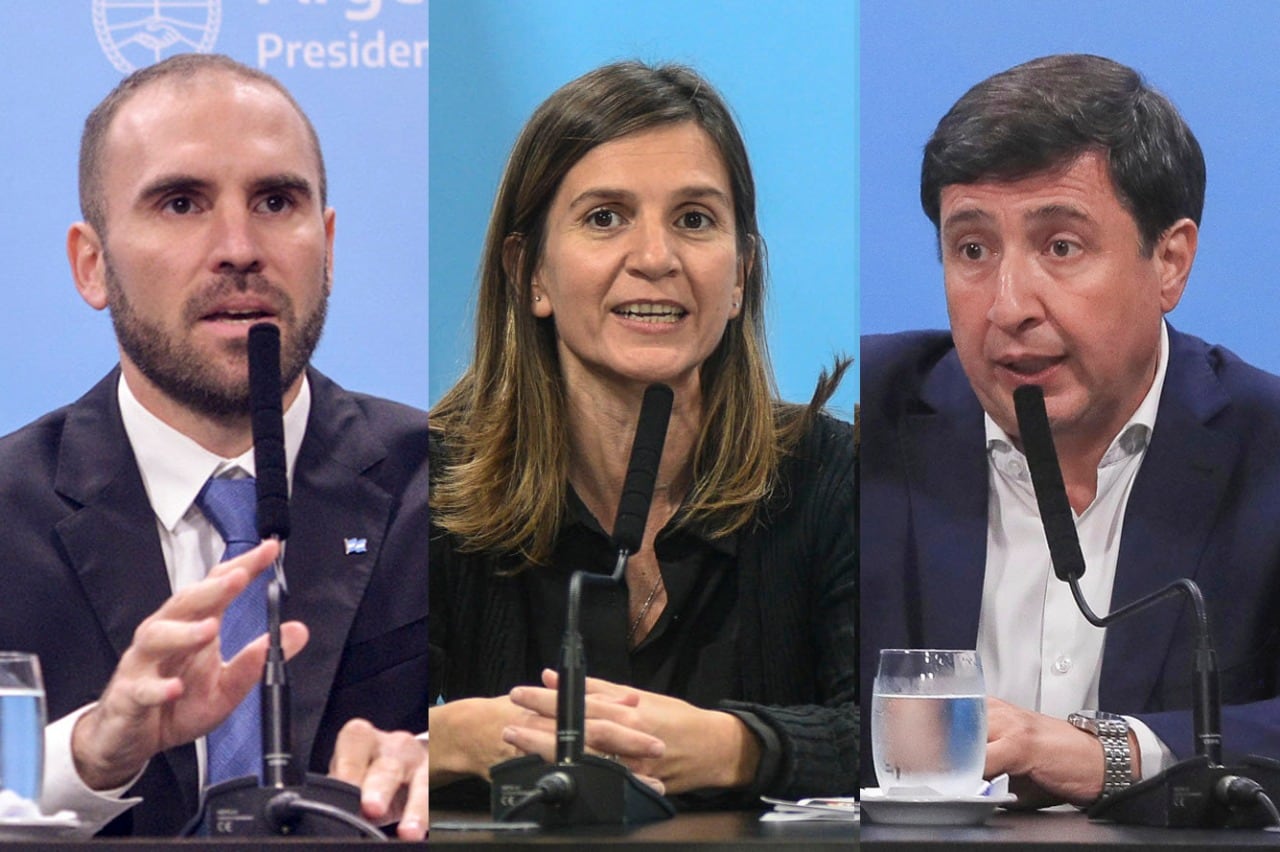 Martín Guzmán, María Fernanda Raverta y Daniel Arroyo.