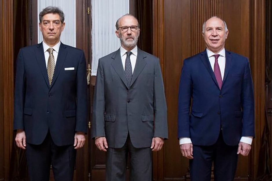 Los jueces de la Corte Suprema Horacio Rossati, Carlos Rosenkrantz y Ricardo Lorenzetti.