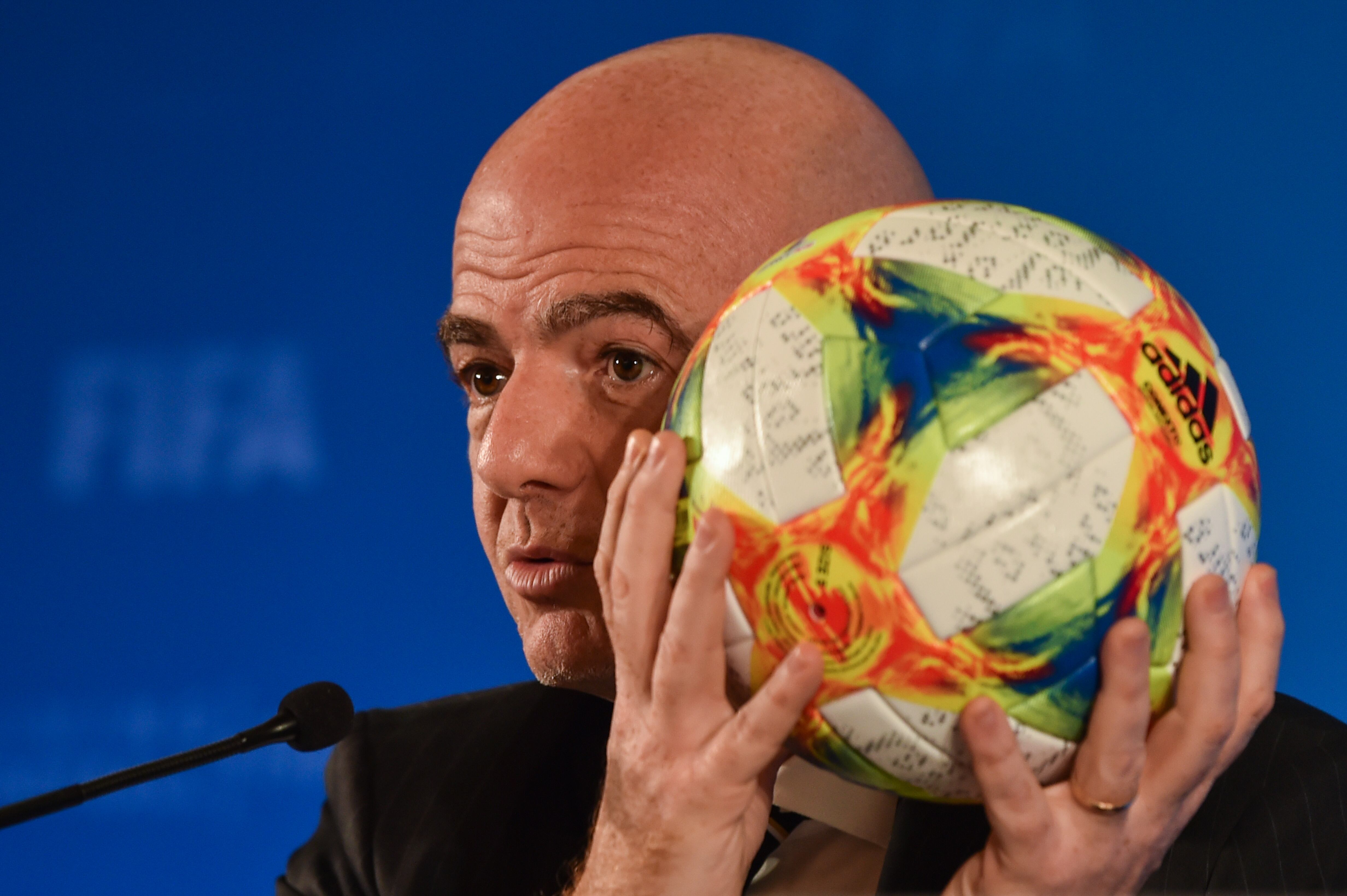 El presidente de la FIFA, Gianni Infantino, durante el anuncio del Mundial de Clubes que se jugará en China.