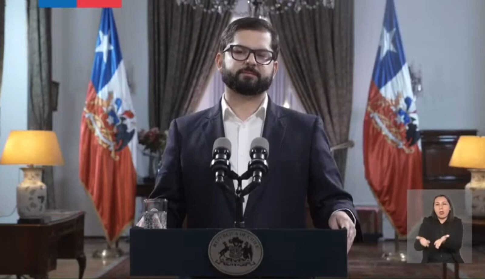 El presidente de Chile, Gabriel Boric, durante su mensaje después de la votación de este domingo / Captura de pantalla