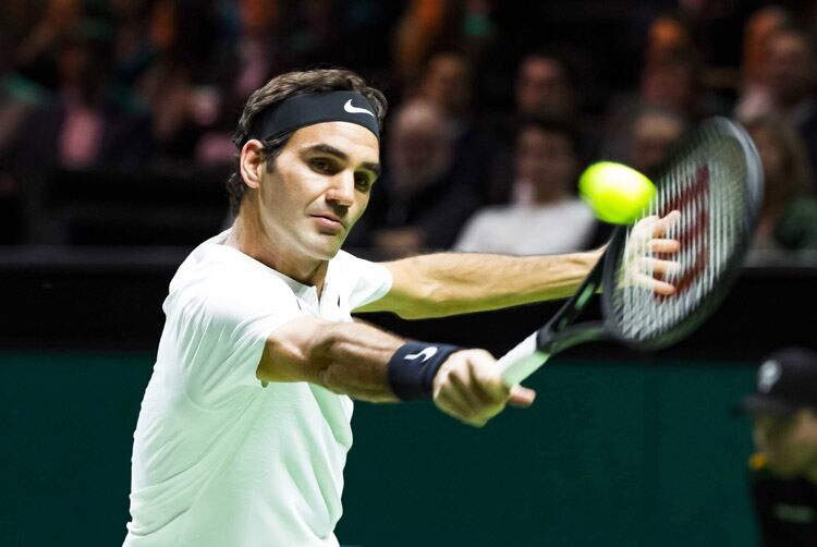 Federer, en el partido de hoy ante Hasse donde hizo historia.