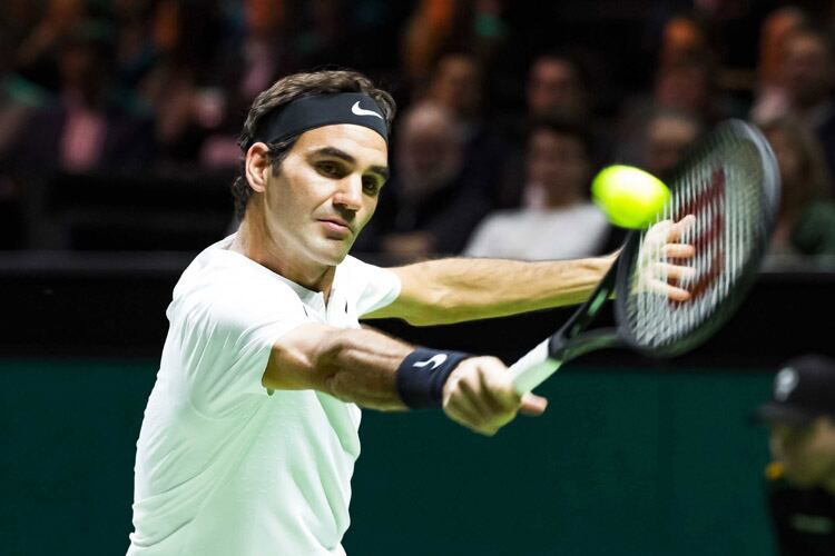 Federer, en el partido de hoy ante Hasse donde hizo historia.