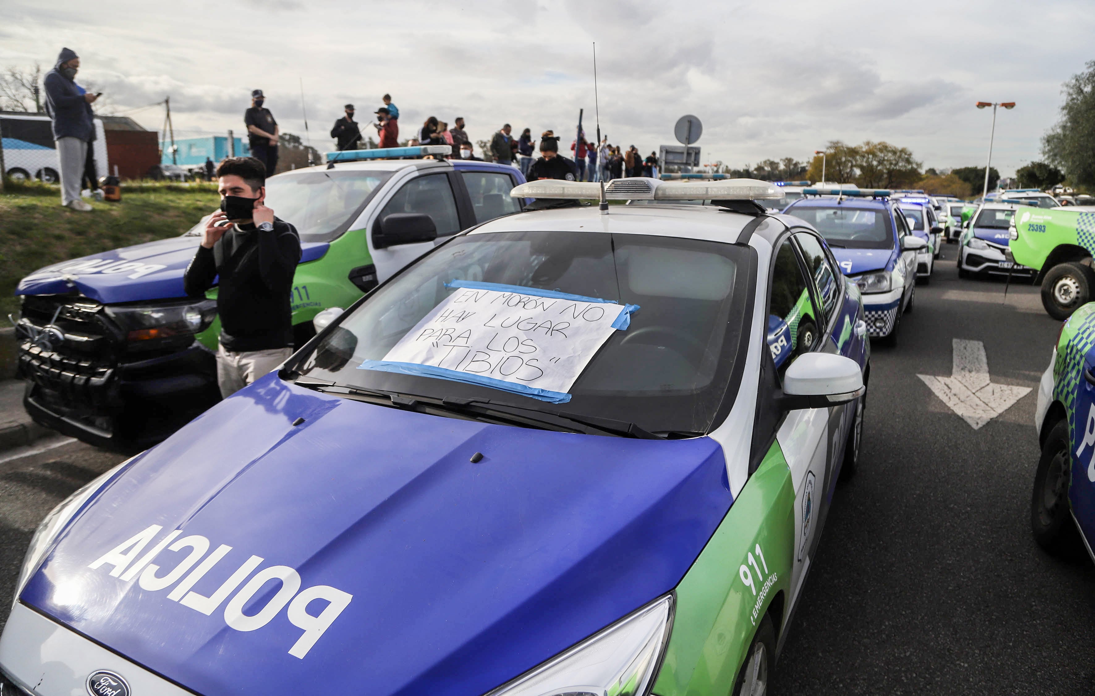 Las protestas policiales se extendieron durante toda la jornada.