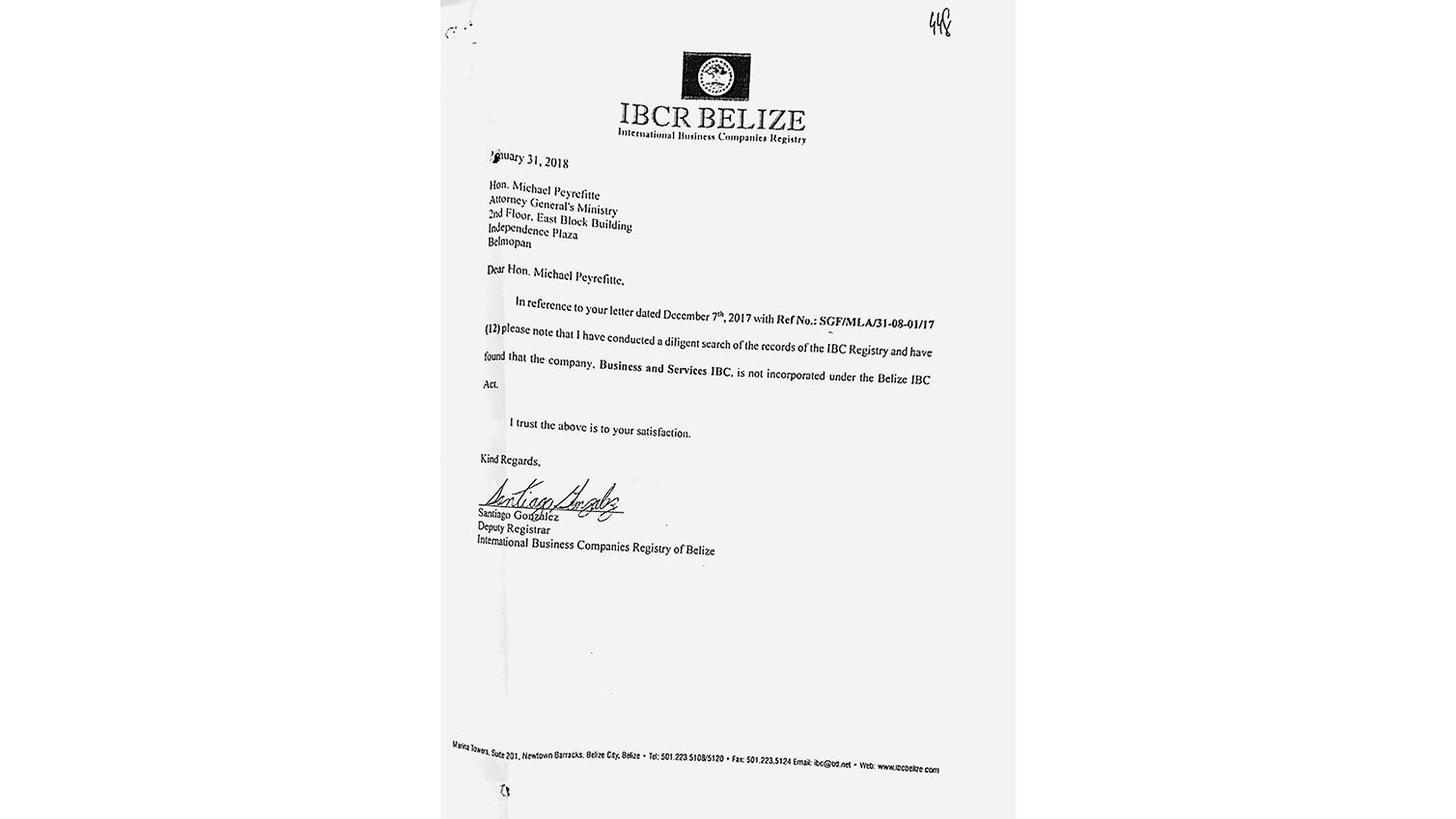 Facsímil del oficio recibido por el juez Marcelo Martínez de Giorgi.