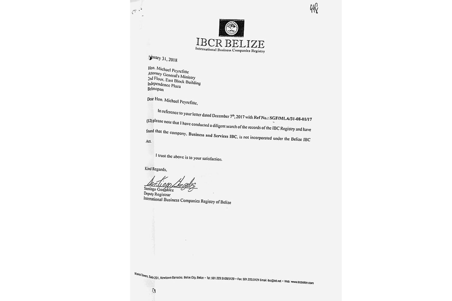 Facsímil del oficio recibido por el juez Marcelo Martínez de Giorgi.