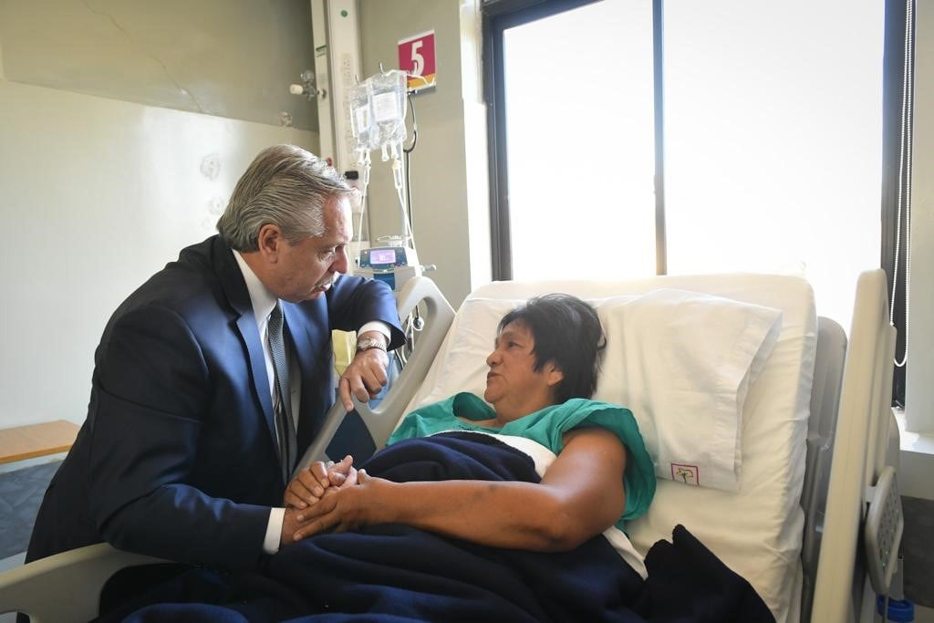 Alberto Fernández durante su visita a Milagro Sala en junio de 2022. 