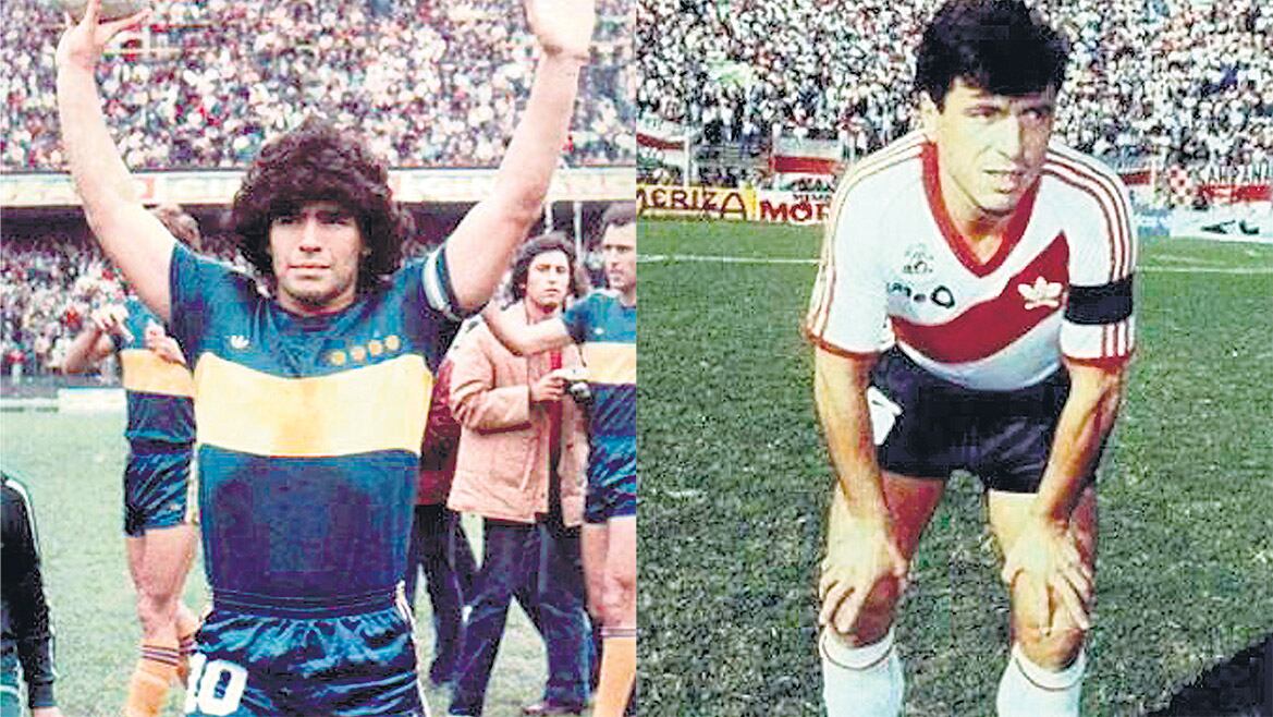 Maradona disputó siete superclásicos. Passarella debutó y se retiró jugando ante Boca.