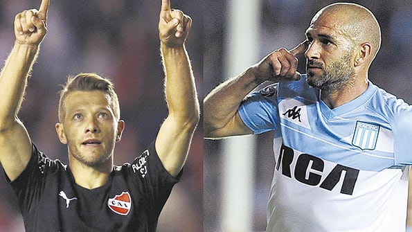 Nicolás Domingo, mediocampista del Rojo, y Lisandro López, delantero y capitán de Racing.