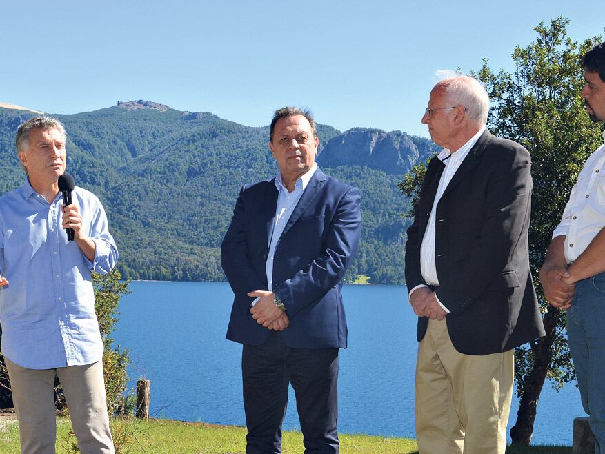 Mauricio Macri, ayer, en Villa Traful, durante la inauguración de un “centro de interpretación turistica y ambiental”.