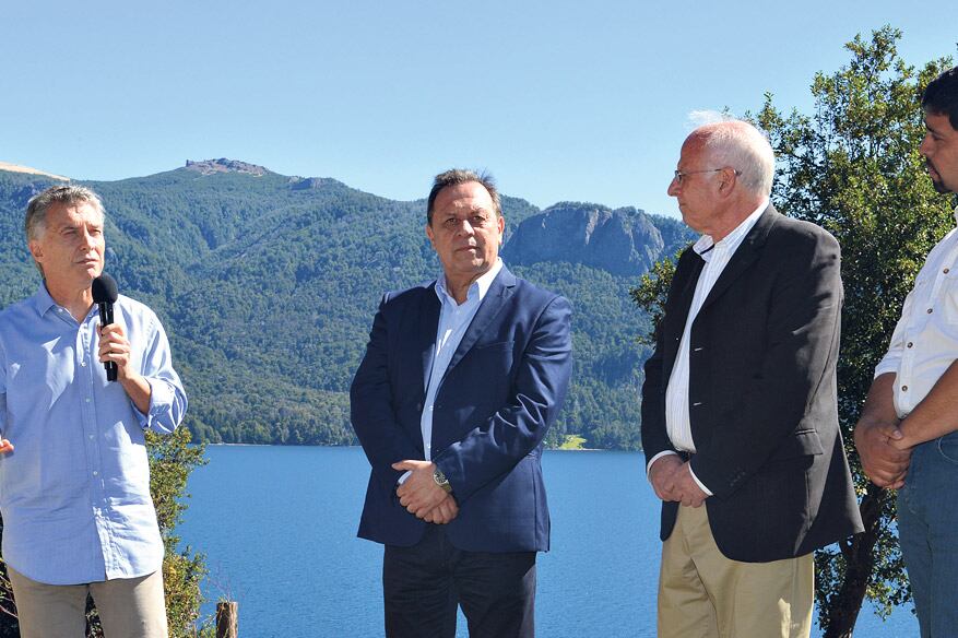 Mauricio Macri, ayer, en Villa Traful, durante la inauguración de un “centro de interpretación turistica y ambiental”.