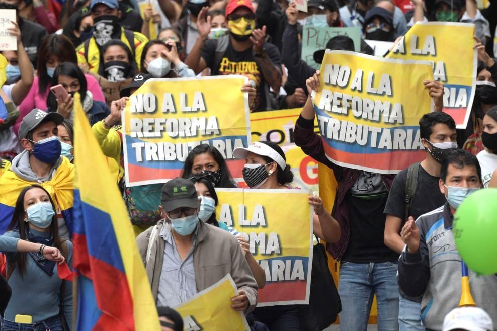 La reforma tributaria de Duque provocó protestas en todo Colombia en abril.