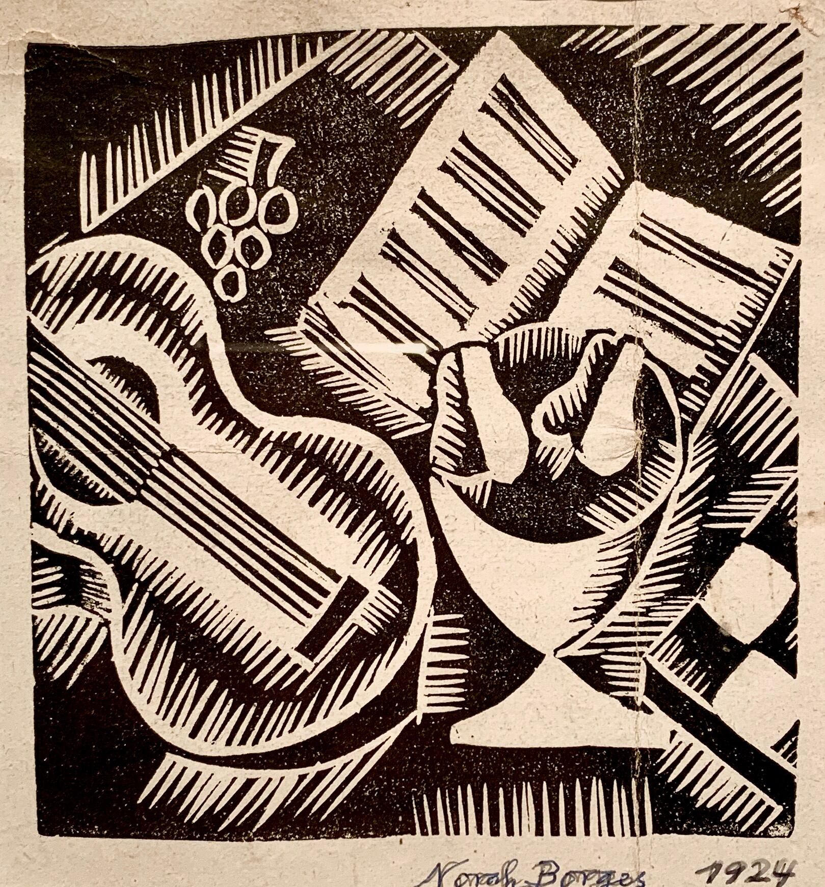 Grabado de Norah Borges de 1924. Abajo: Otro grabado de Nora Borges de la década del 20.