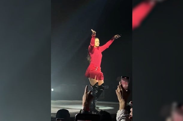 En el concierto de Rosalia en Brasil, el público lanzó un mensaje contra Jair Bolsonaro. Imagen: Captura de video. 