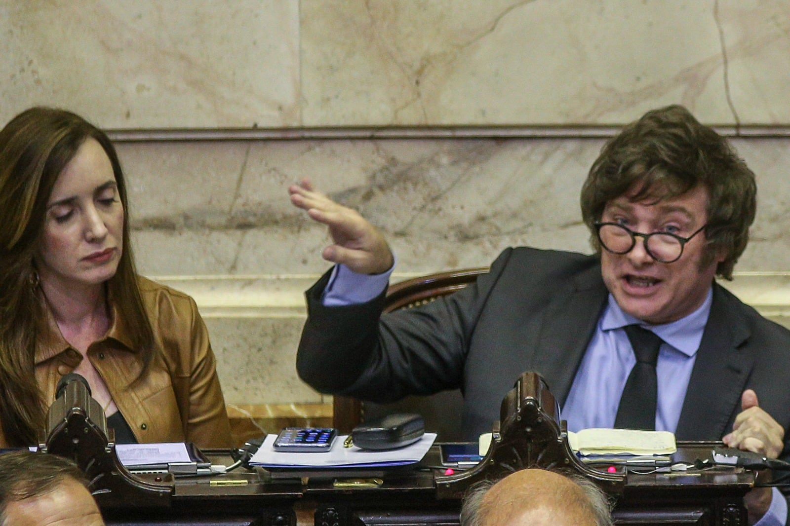 Candidato a presidente Javier Milei junto a su segunda Victoria Villarruel.