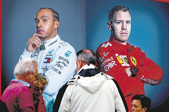 El inglés Lewis Hamilton, el gran favorito a la corona; el alemán Sebastian Vettel.