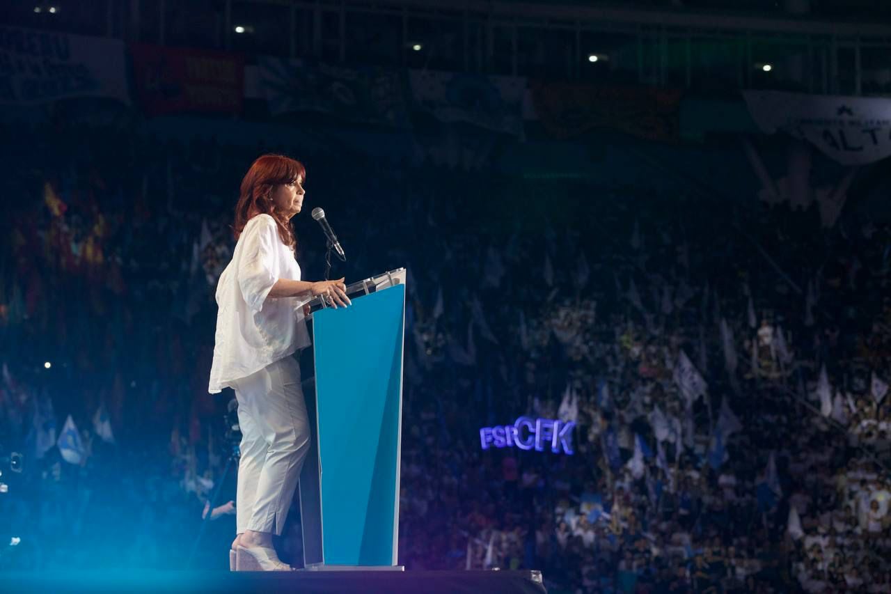Cristina KIrchner en su último acto, en La Plata.