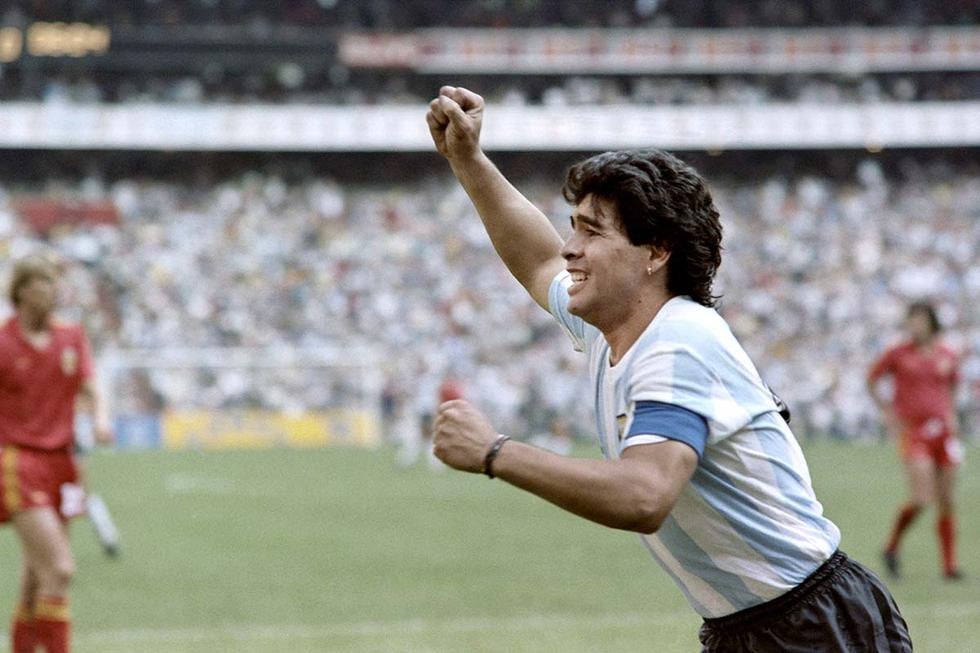 Maradona marcó ocho goles con la camiseta de la Selección en Mundiales.