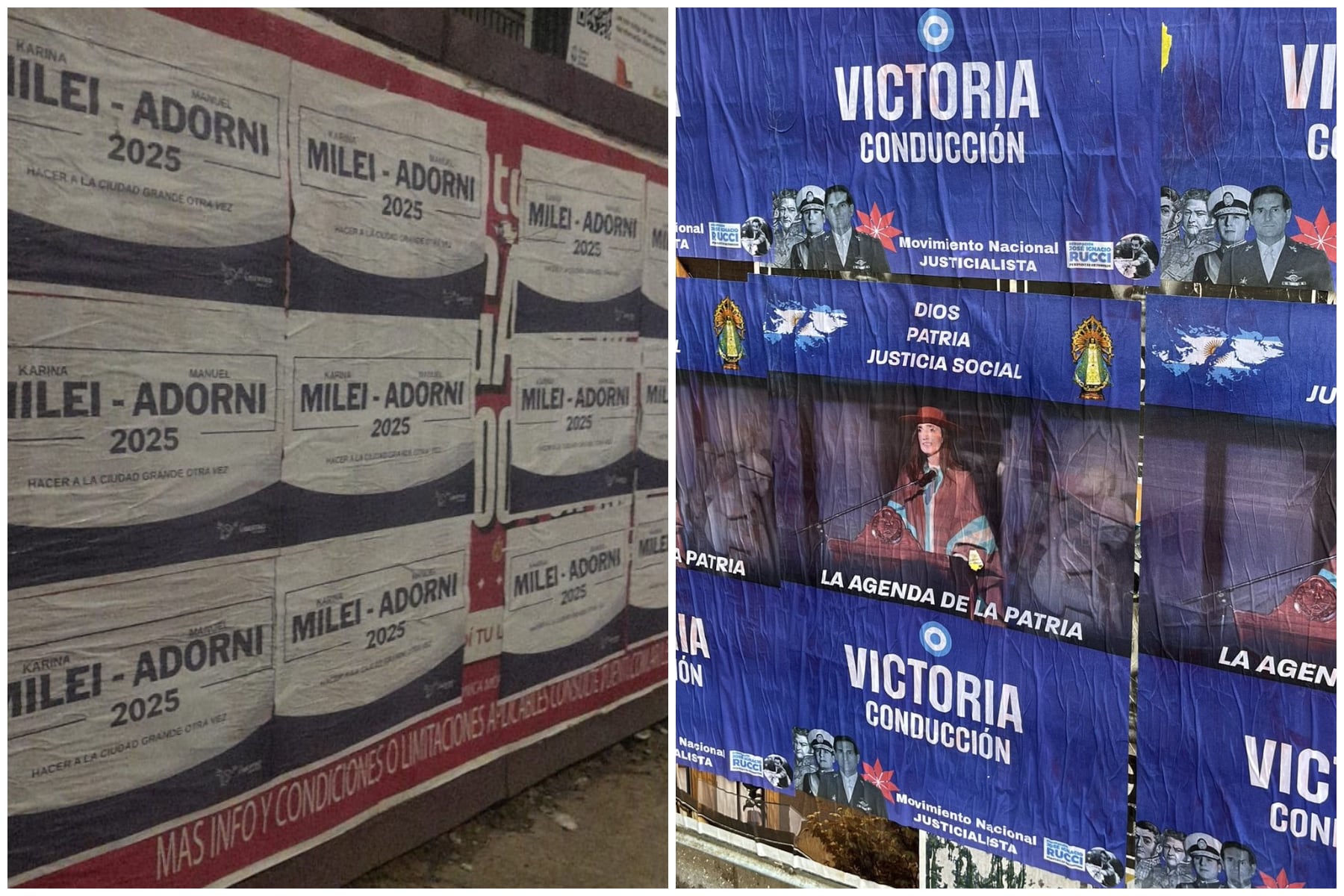 La ciudad amaneció empapelada con "curiosos" carteles sobre los candidatos de La Libertad Avanza para el 2025. 