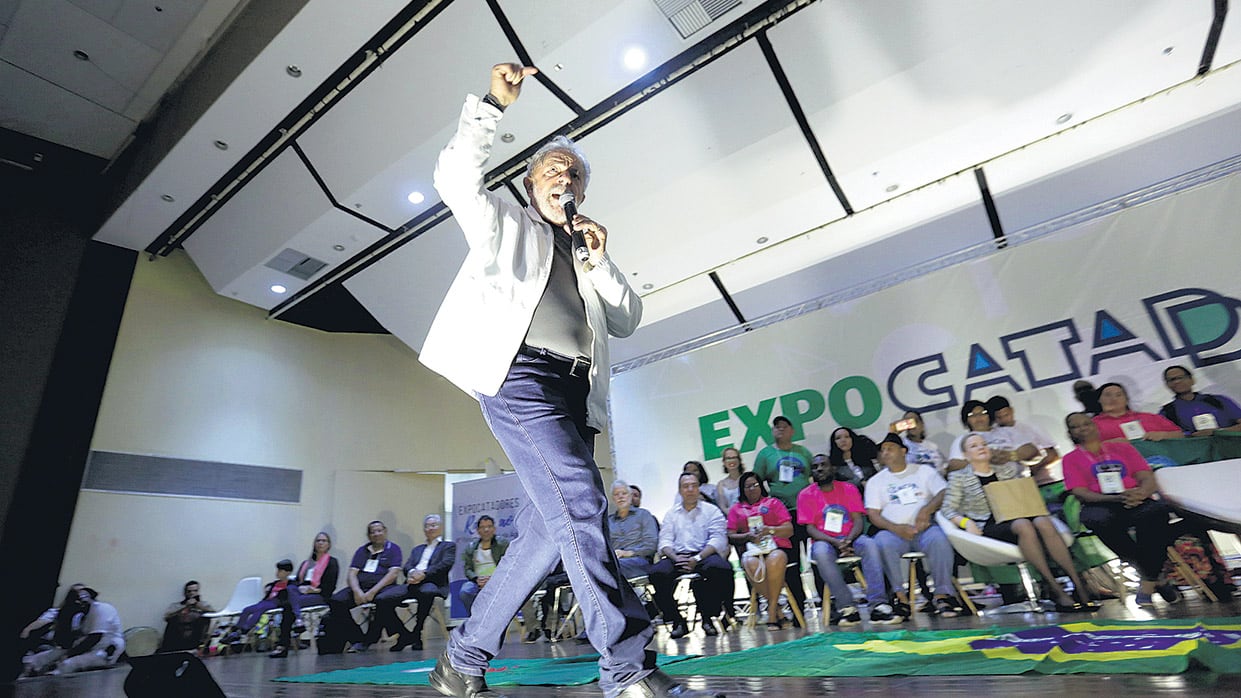 “Quiero ser declarado inocente para poder ser presidente”, dijo Lula ayer en Brasilia.