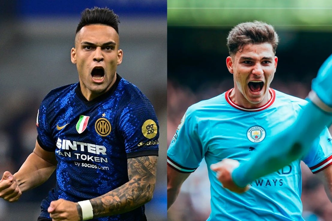 Lautaro Martínez y Julián Álvarez, compañeros en Qatar y rivales en Turquía.