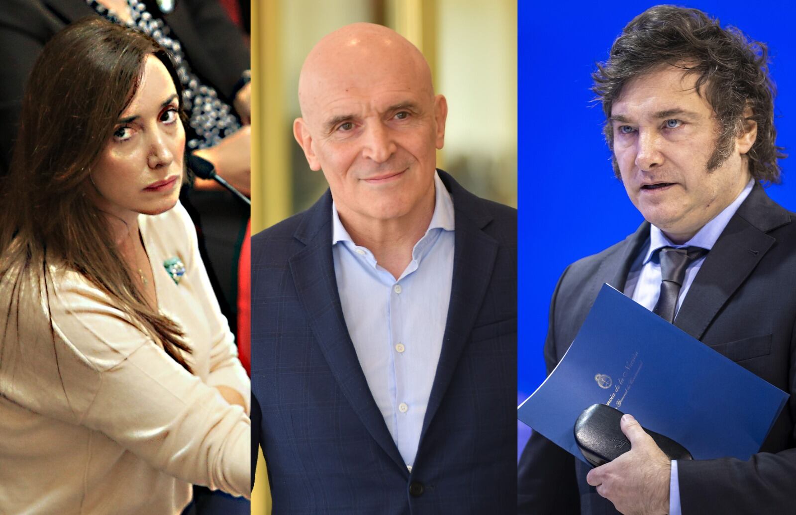 Vicepresidenta Victoria Villarruel, diputado José Luis Espert y presidente Javier Milei.
