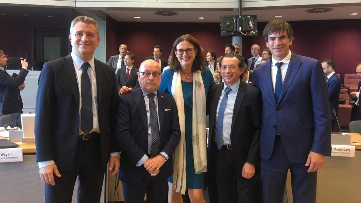 Etchevehere, Faurie, Sica y Reyser, con la europea Cecilia Malmström