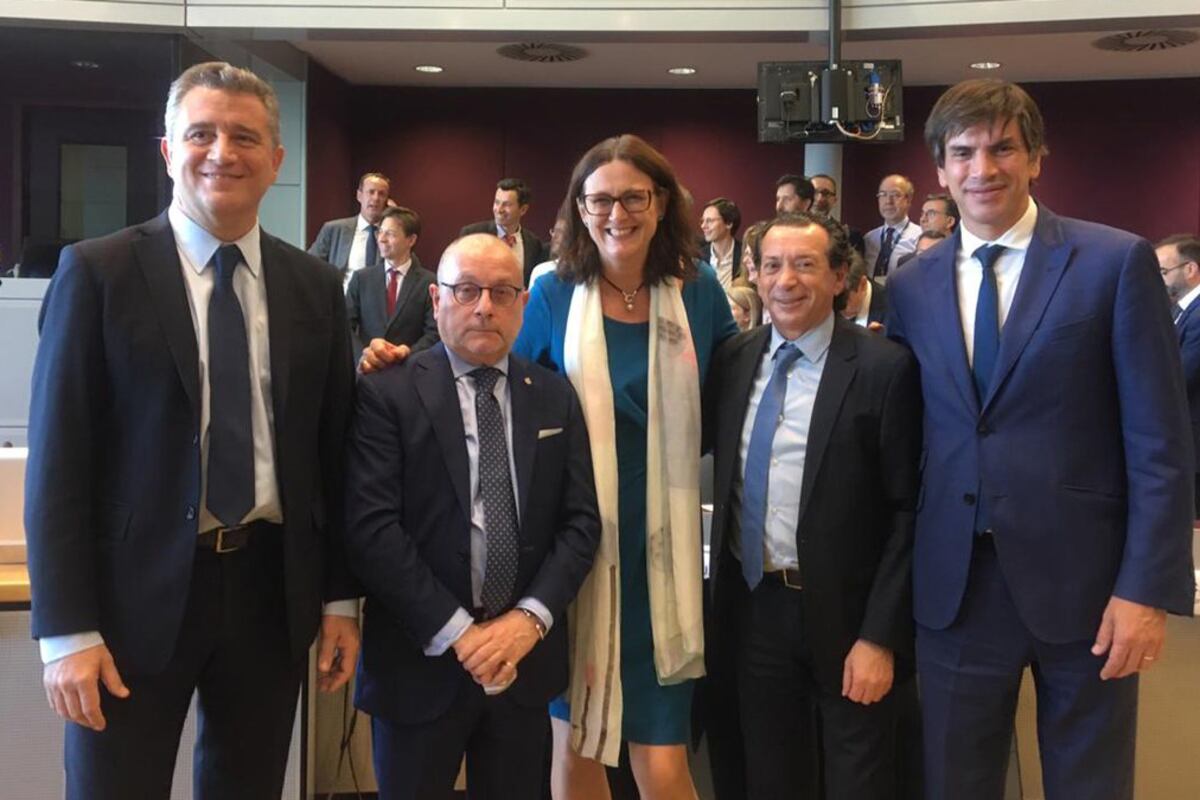 Etchevehere, Faurie, Sica y Reyser, con la europea Cecilia Malmström