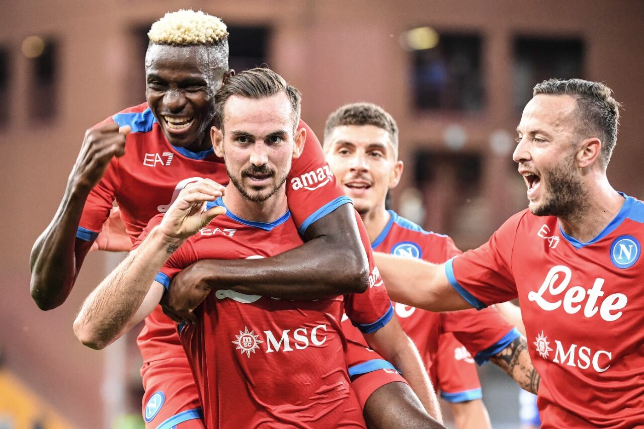 El festejo de los jugadores de Napoli