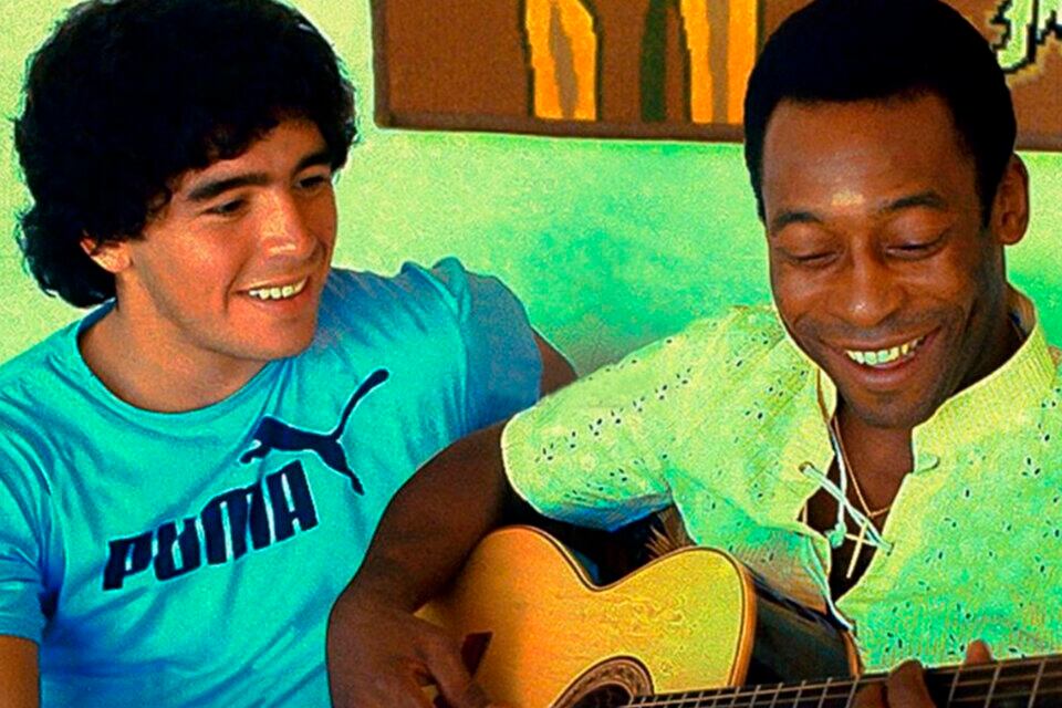 Diego Maradona y Pelé, dos grandes del fútbol mundial, juntos en Río de Janeiro.