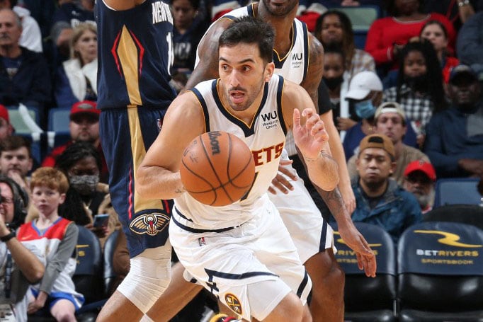 Facundo Campazzo en el partido de Denver Nuggets ante New Orleans Pelicans.