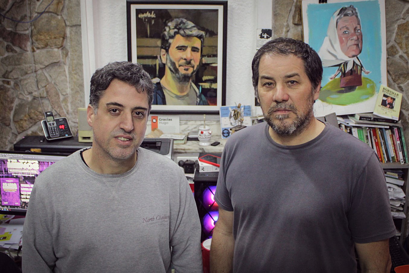 Ignacio Portela y Walter Marini, dos de los fundadores de Sudestada junto al fallecido Hugo Montero.