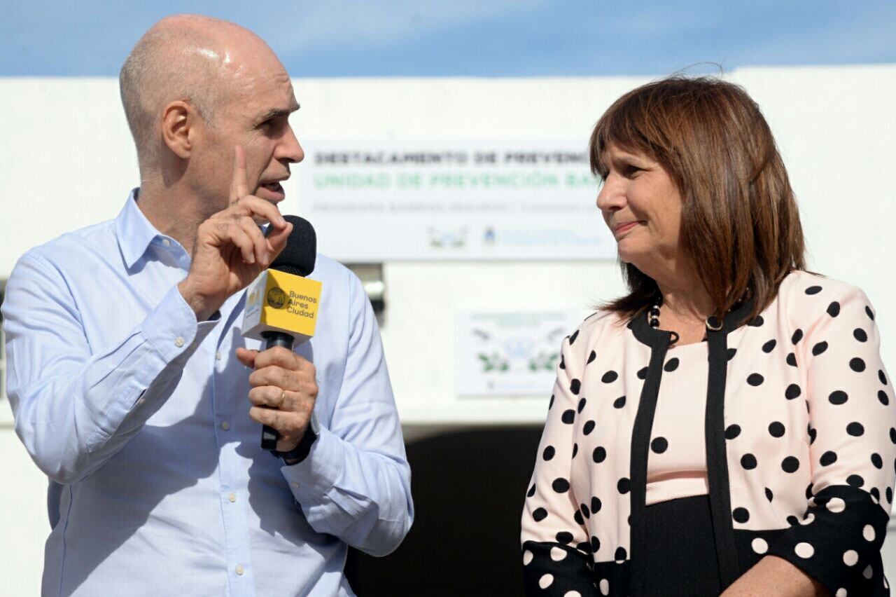 El jefe del gobierno de CABA, Horacio Rodríguez Larreta, y la presidenta del PRO, Patricia Bullrich.