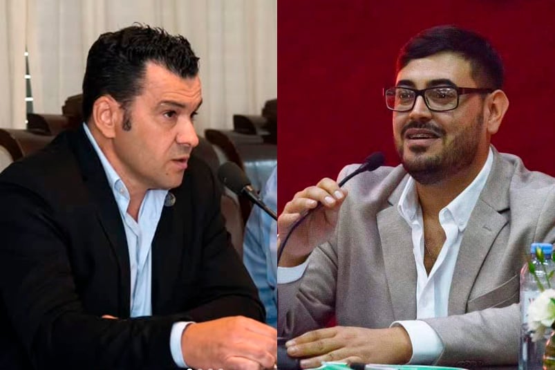 Matías Nebot, intendente de Saavedra, y José Nobre Ferreira, intendente de Guanimi.