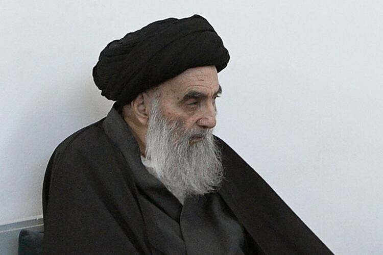 Al Sistani, durante su encuentro de hoy con Francisco.