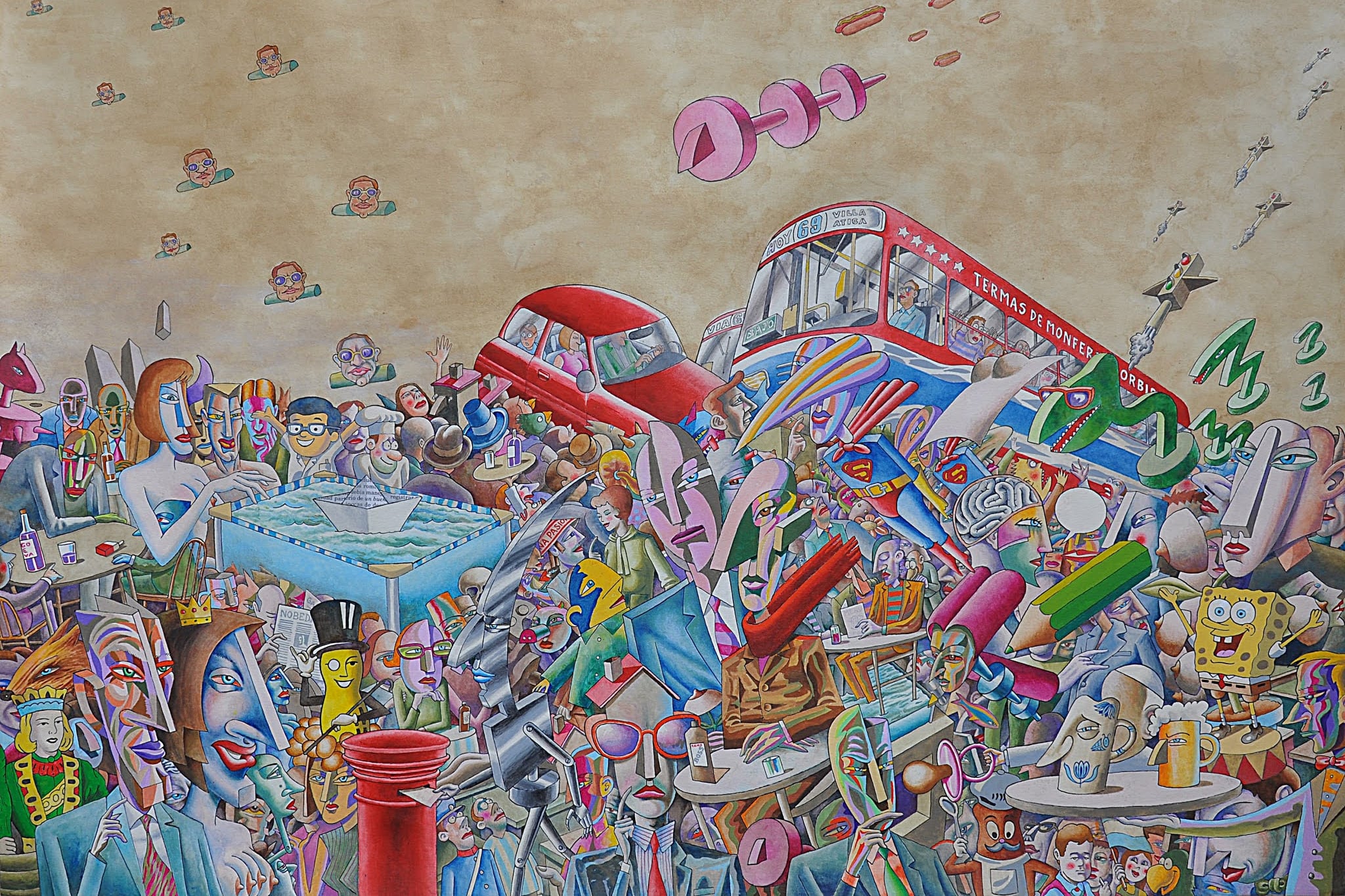 "Donde está Francisco?" Tinta, acrílico y café sobre papel.