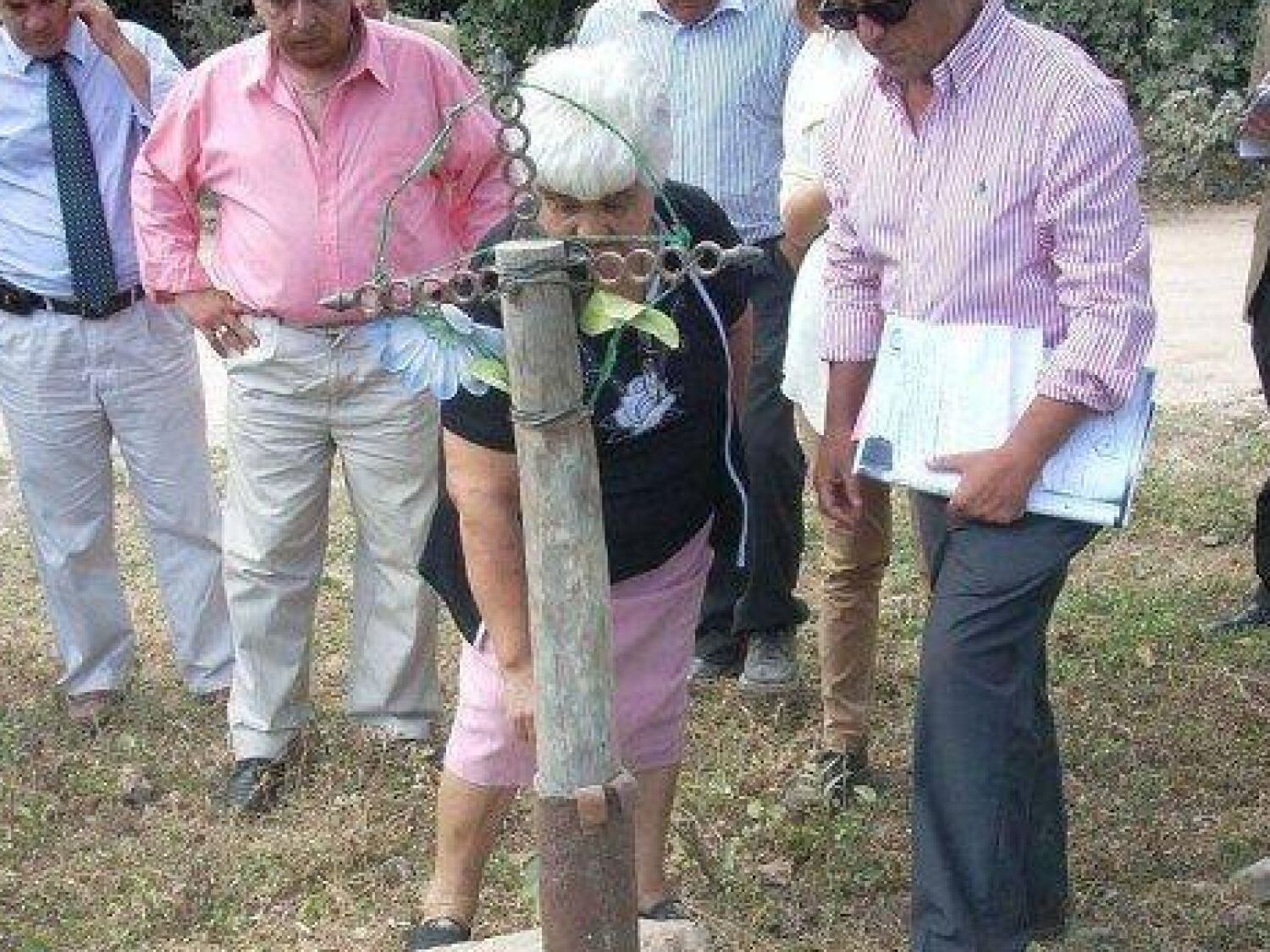 Irma Prado, en la inspección que se hizo durante el juicio por el crimen de Santillán