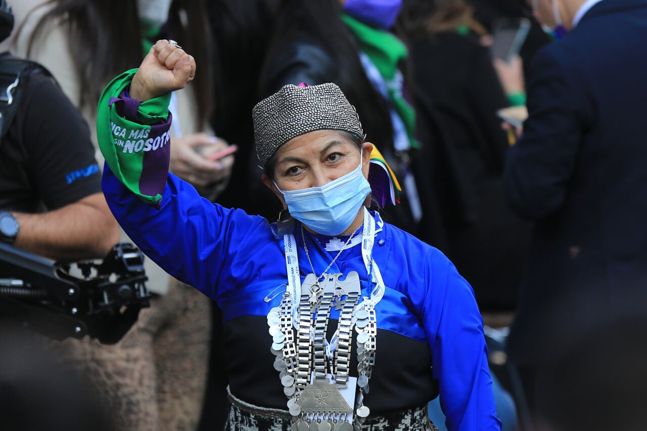 Elisa Loncon cuando fuera declarada presidenta de la Convención Constituyente de Chile, en 2021.