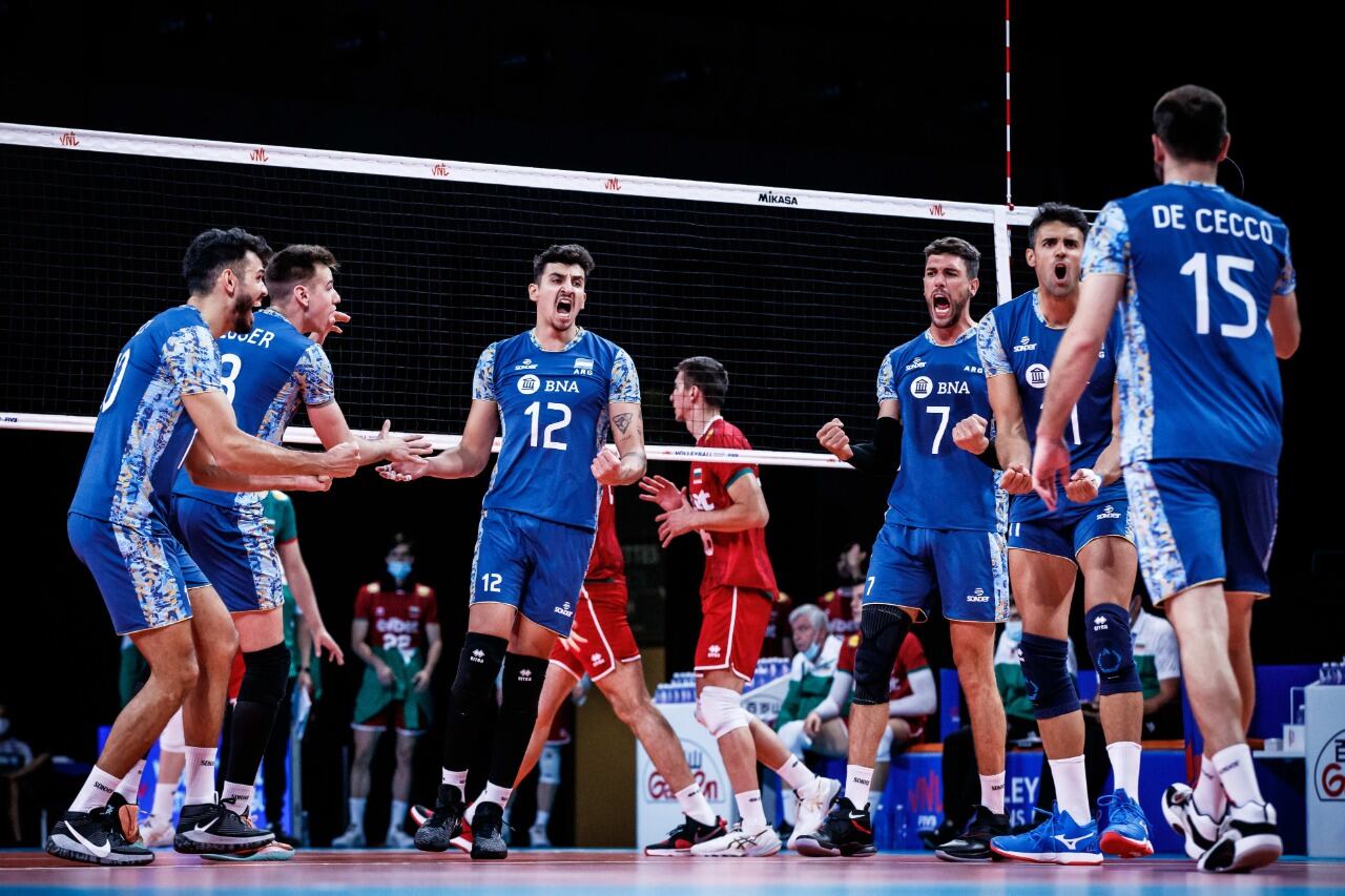 Festejo del equipo argentino en Rímini, Italia.