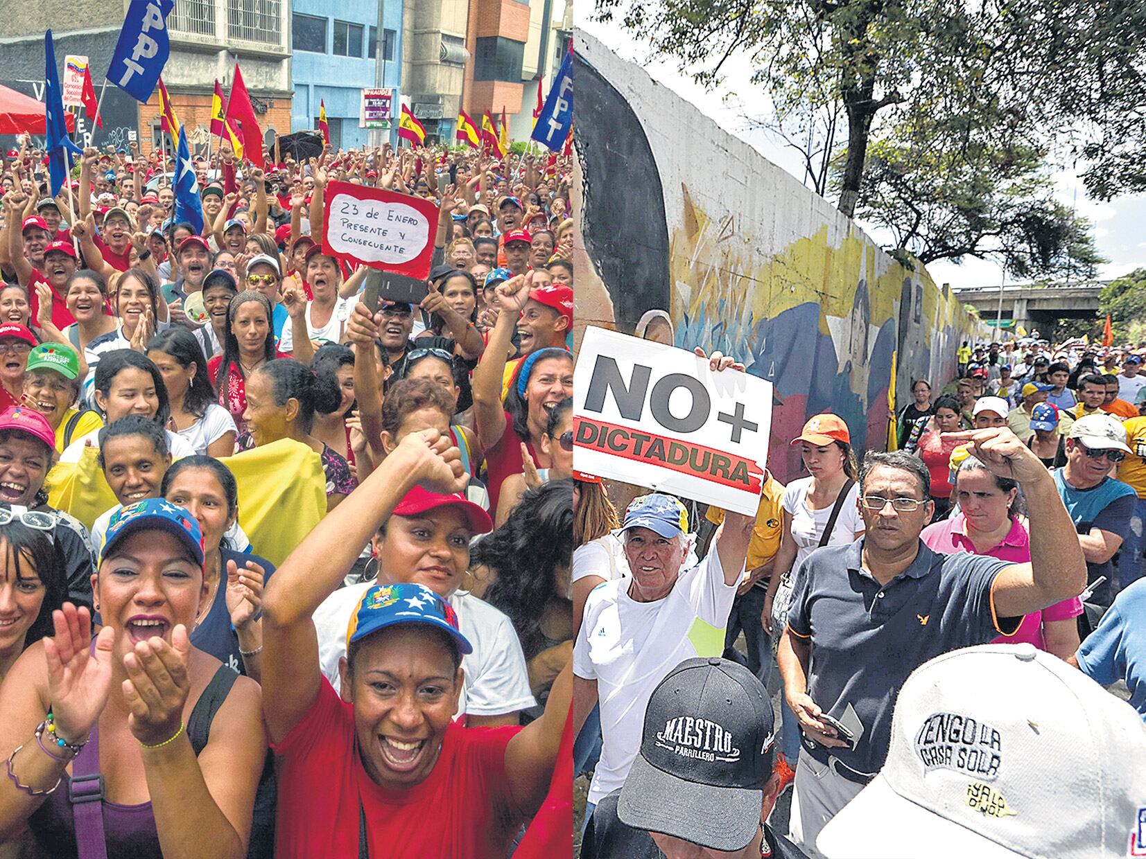 La grieta venezolana: son multitudinarias las marchas a favor y en contra del chavismo.
