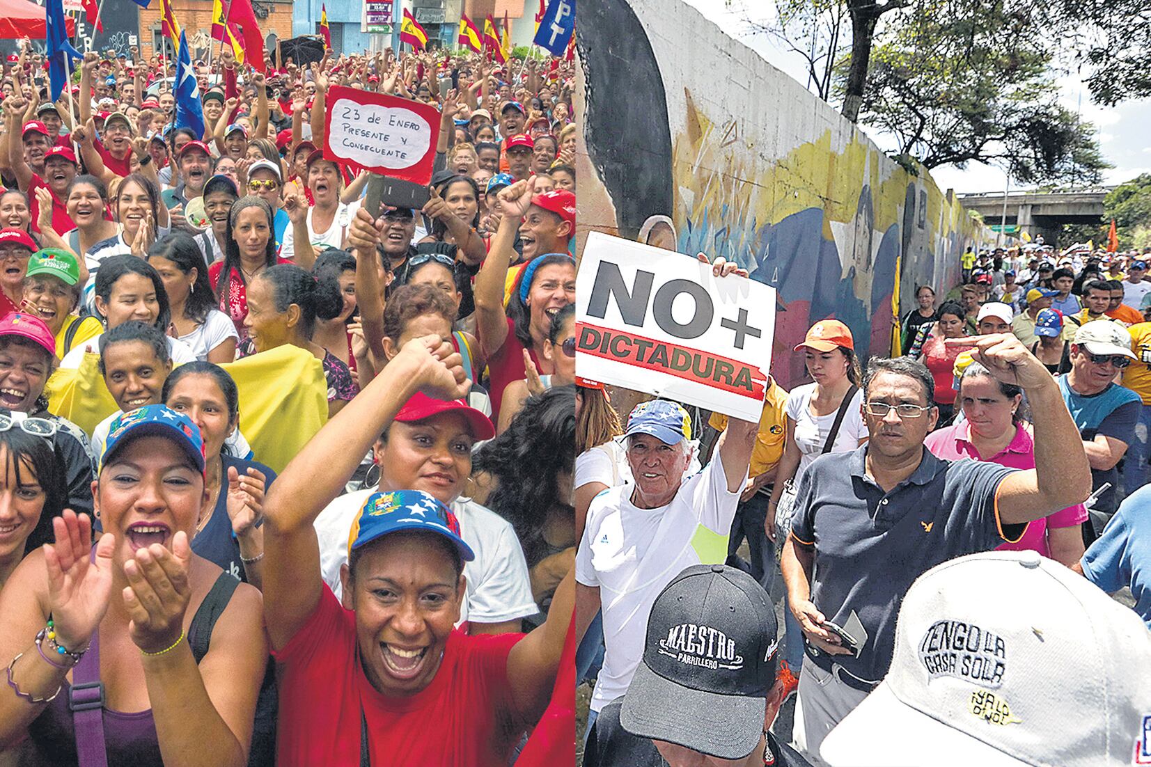 La grieta venezolana: son multitudinarias las marchas a favor y en contra del chavismo.