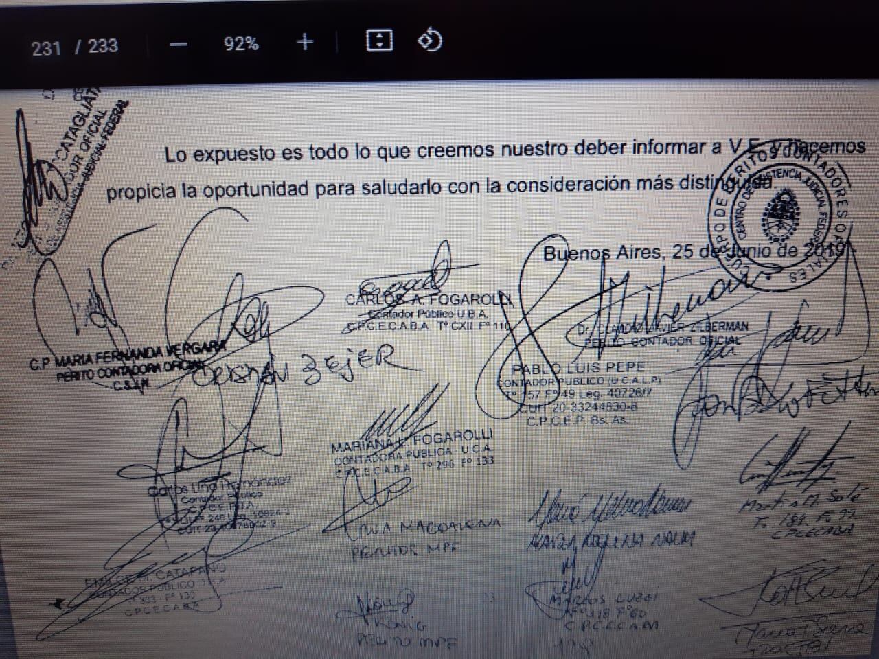 Esta pericia con la que los grandes medios quieren revivir el expediente fue  firmada por el 26 de junio de 2019 y se incorporó al expediente el 1 de julio de 2019. Tiene dos años.