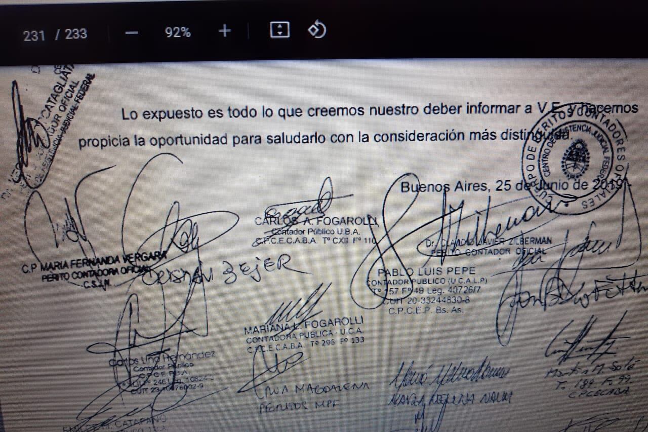Esta pericia con la que los grandes medios quieren revivir el expediente fue firmada por el 26 de junio de 2019 y se incorporó al expediente el 1 de julio de 2019. Tiene dos años.