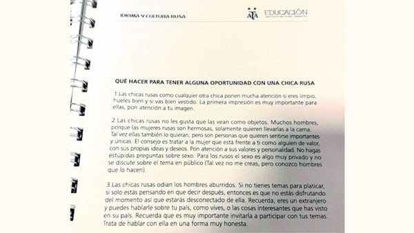 Algunos de los párrafos incluidos en el manual distribuido en la jornada de Idioma y cultura rusa que organizó la AFA.