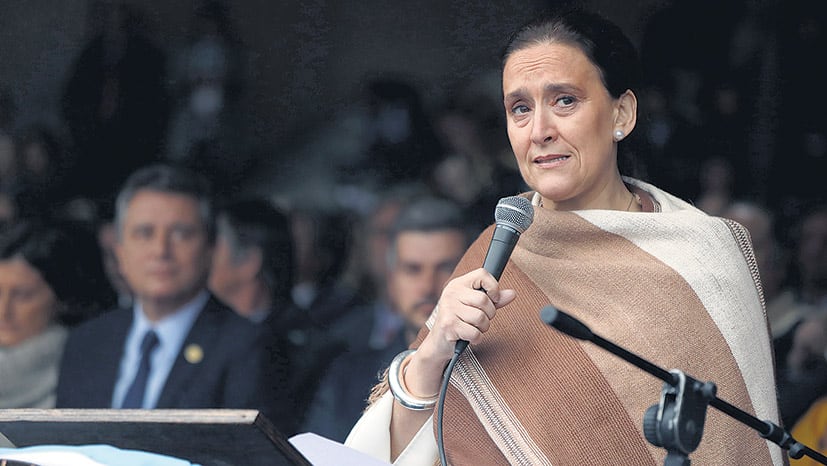 Gabriela Michetti, la voz inaugural. “Habló claro y sencillo, como somos los del campo”, la elogiaron.