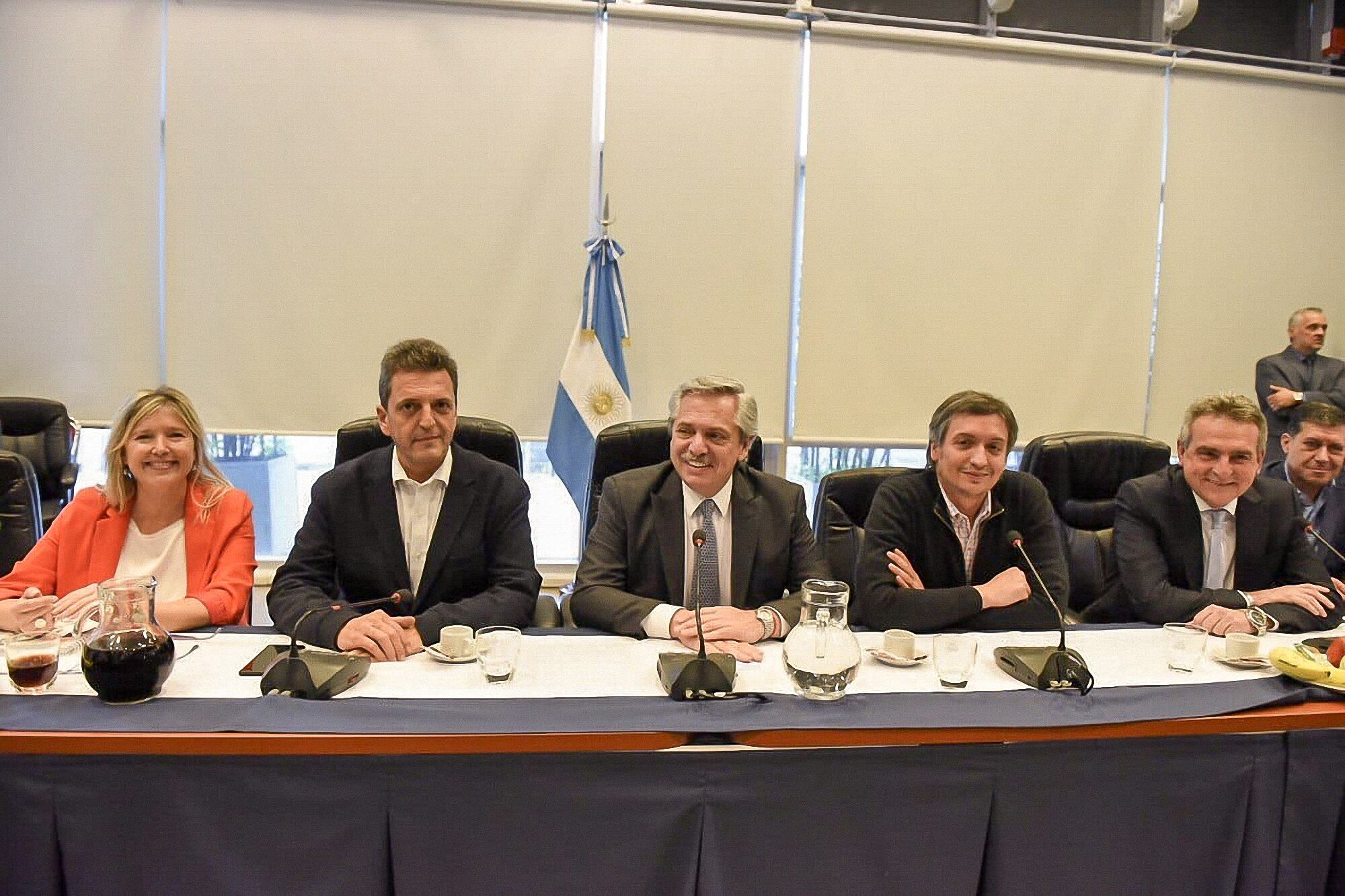 Alberto Fernández, Máximo Kirchner, Sergio Massa y Agustín Rossi en 