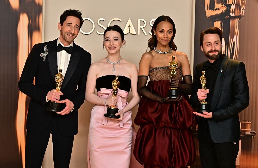 Adrien Brody, Mikey Madision, Zoe Saldaña y Kieran Culkin, los mejores actores de la entrega 97 de los Oscar.