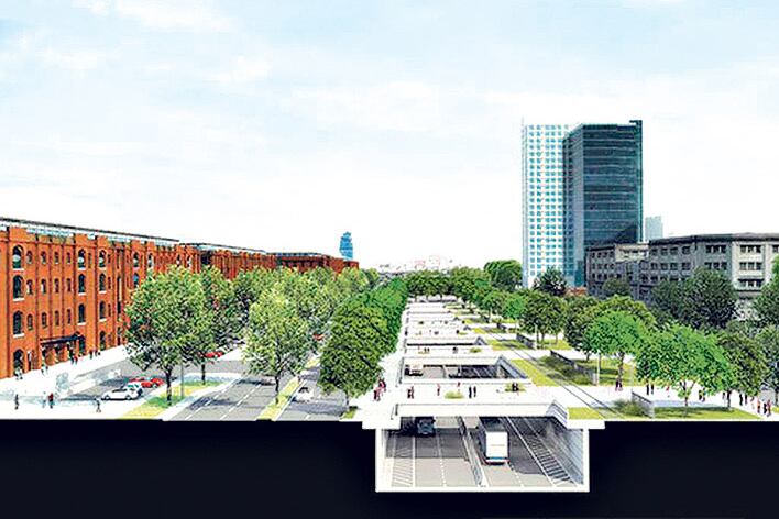 La autopista central será una trinchera para uso exclusivo de micros y camiones.