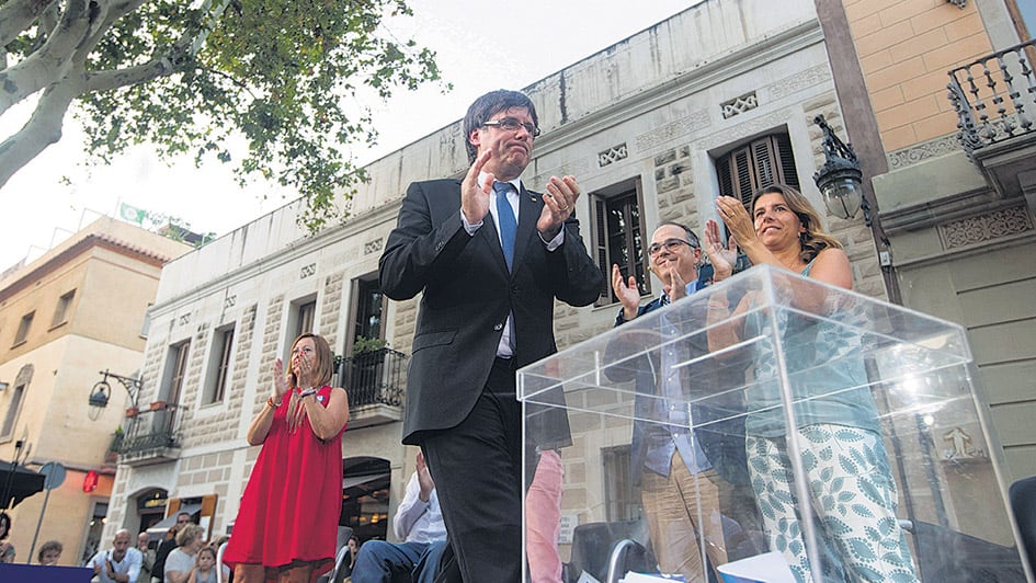 Carles Puigmont, presidente de la Generalitat de Cataluña, en campaña.