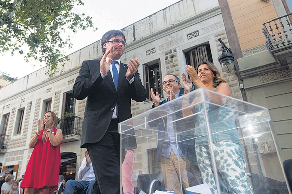 Carles Puigmont, presidente de la Generalitat de Cataluña, en campaña.